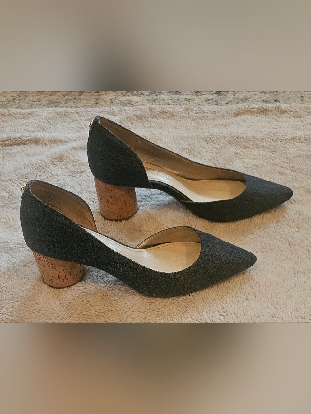 Anne Klein Denim Cork Heel Shoes 9.5